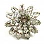 True Vintage Silvertone Sparkley Rhinestones Brooch Unmarked 102014