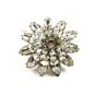 True Vintage Silvertone Sparkley Rhinestones Brooch Unmarked 102014