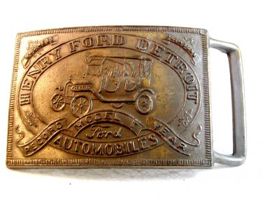 Vintage Henry Ford Detroit Record Model Year Belt Buckle