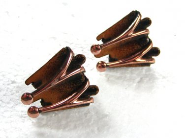 Wonderful Vintage Clip On Copper Earrings by Matisse 62915