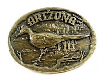 Brass Vintage Arizona Roadrunner Belt Buckle by Award Design Medals 11042013