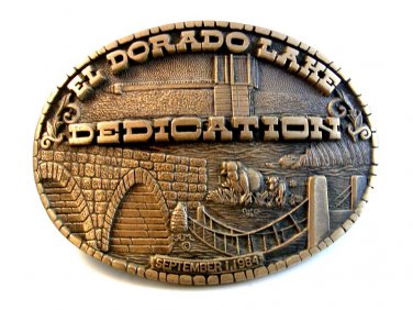 Vintage 1984 El Dorado Kansas Lake Dedication Belt Buckle