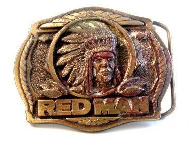 Vintage 1988 Red Man Belt Buckle @ Pinkerton Tobacco Co