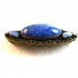 Vintage Brass ? Blue Glass & Blue Enamel Filigree Brooch 0102201312