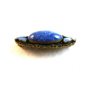 Vintage Brass ? Blue Glass & Blue Enamel Filigree Brooch 0102201312