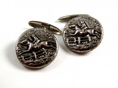 Vintage Silvertone Horse Racing Cufflinks 22514