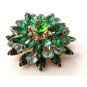 Unsigned Vintage  Rhinestone Green Blue Brooch