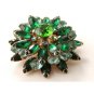 Unsigned Vintage  Rhinestone Green Blue Brooch