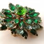 Unsigned Vintage Rhinestone Green Blue Brooch