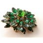 Unsigned Vintage Rhinestone Green Blue Brooch