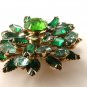 Unsigned Vintage Rhinestone Green Blue Brooch