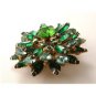 Unsigned Vintage Rhinestone Green Blue Brooch