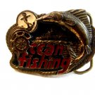 Vintage 1982 Ocean Fishing Enameled Belt Buckle