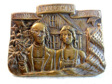 Vintage Solid Brass American Home Grown Belt Buckle