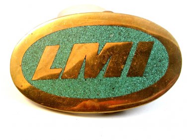 Vintage Solid Brass L.M.I. Belt Buckle by Dyna Buckle, Provo, Utah