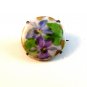 Vintage Miniature Hand Painted Blue & Pink Flowers Brooch