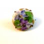 Vintage Miniature Hand Painted Blue & Pink Flowers Brooch