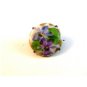 Vintage Miniature Hand Painted Blue & Pink Flowers Brooch