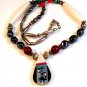 Southwest Sterling Silver Turquoise Hematite Inlaid Necklace