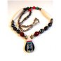 Southwest Sterling Silver Turquoise Hematite Inlaid Necklace