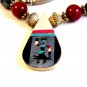 Southwest Sterling Silver Turquoise Hematite Inlaid Necklace