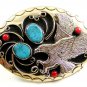 Southwest Handcrafted American Eagle Coral Turquoise Belt Buckle US
