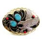 Southwest Handcrafted American Eagle Coral Turquoise Belt Buckle US