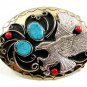 Southwest Handcrafted American Eagle Coral Turquoise Belt Buckle US