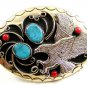 Southwest Handcrafted American Eagle Coral Turquoise Belt Buckle US