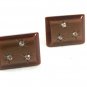 1950s-60s Goldtone Brown Lucite & Rhinestones Cufflinks Not Marked 111414