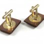 1950s-60s Goldtone Brown Lucite & Rhinestones Cufflinks Not Marked 111414