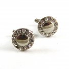 Unmarked Silvertone & Rhinestones Cufflinks 1106201vbv