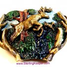 Vintage 1992 Bergamont Running Buck & Doe Deer Belt Buckle