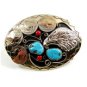 Handcrafted American Eagle 4 Nickels Coral Turquoise Belt Buckle USA