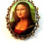 Vintage Mona Lisa Portrait Brooch