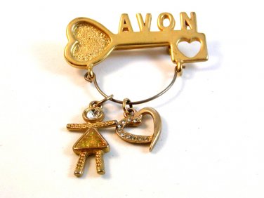 Vintage Avon Key Charm Brooch