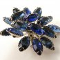 Gorgeous Vintage  Blue  Rhinestone  Brooch