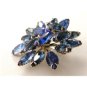 Gorgeous Vintage Blue Rhinestone Brooch