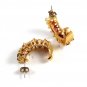Sterling w/ Gold Vermeil Red & Sparkly Rhinestones Pierced Earrings