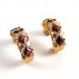 Sterling w/ Gold Vermeil Red & Sparkly Rhinestones Pierced Earrings