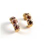 Sterling w/ Gold Vermeil Red & Sparkly Rhinestones Pierced Earrings