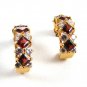 Sterling w/ Gold Vermeil Red & Sparkly Rhinestones Pierced Earrings