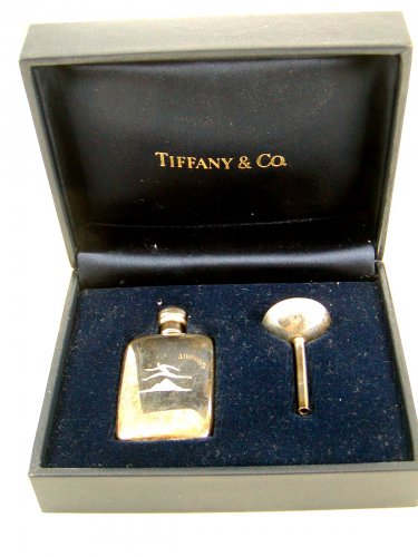 Tiffany Sterling Silver Perfume Bottle & Funnel In Box