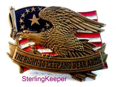 Vintage Brass The Right to Keep and Bear Arms Belt Buckle