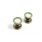 Art Deco Silvertone Mother Pearl Green Cufflinks by KUM-A-PART 103114