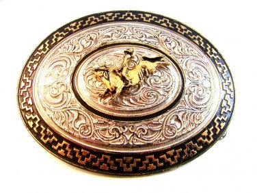 Vintage Bull Rider Western Cowboy Rodeo Belt Buckle by Marcus  Monterrey Mexico
