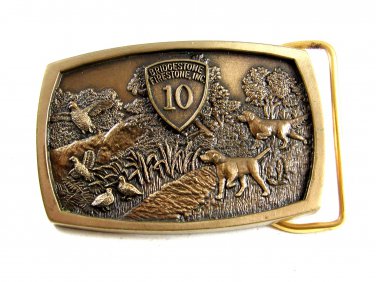 Bridgestone Firestone 10 Years Hunting Dog Quail Belt Buckle by Jostens 82014
