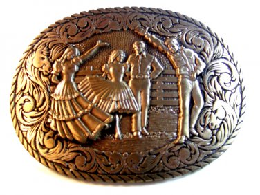 Vintage Western Square Dance Belt Buckle by Award Design Medals