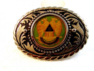 Vintage 32nd Degree Masonic Fraternal Belt Buckle