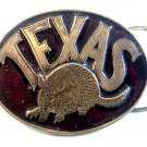 Vintage 1976 Texas Armadillo Enameled Belt Buckle by Koleako